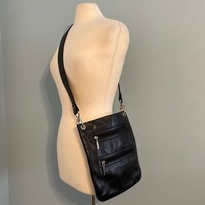 Margot Leather Crossbody in Black